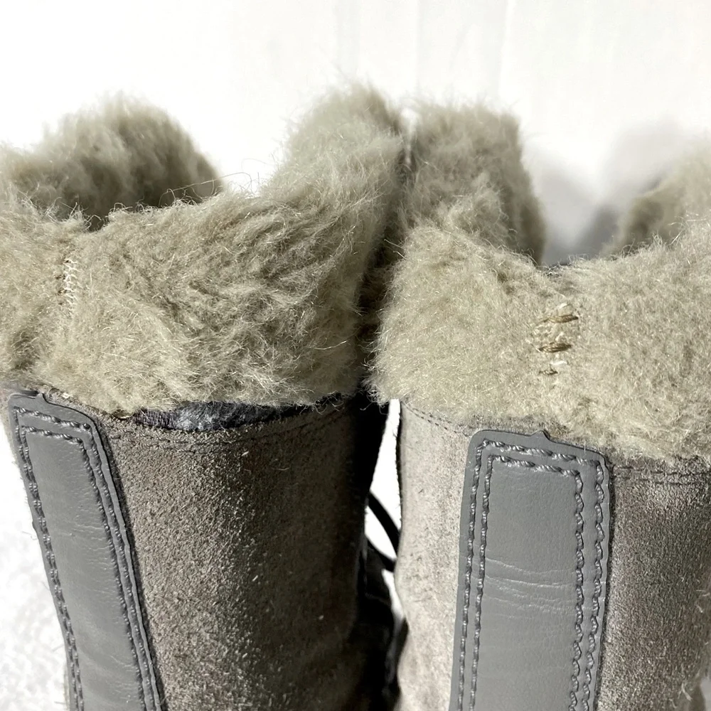 Sorel Grey Suede Leather Lace Up Mid Calf Winter Boots 5 - Picture 10 of 15